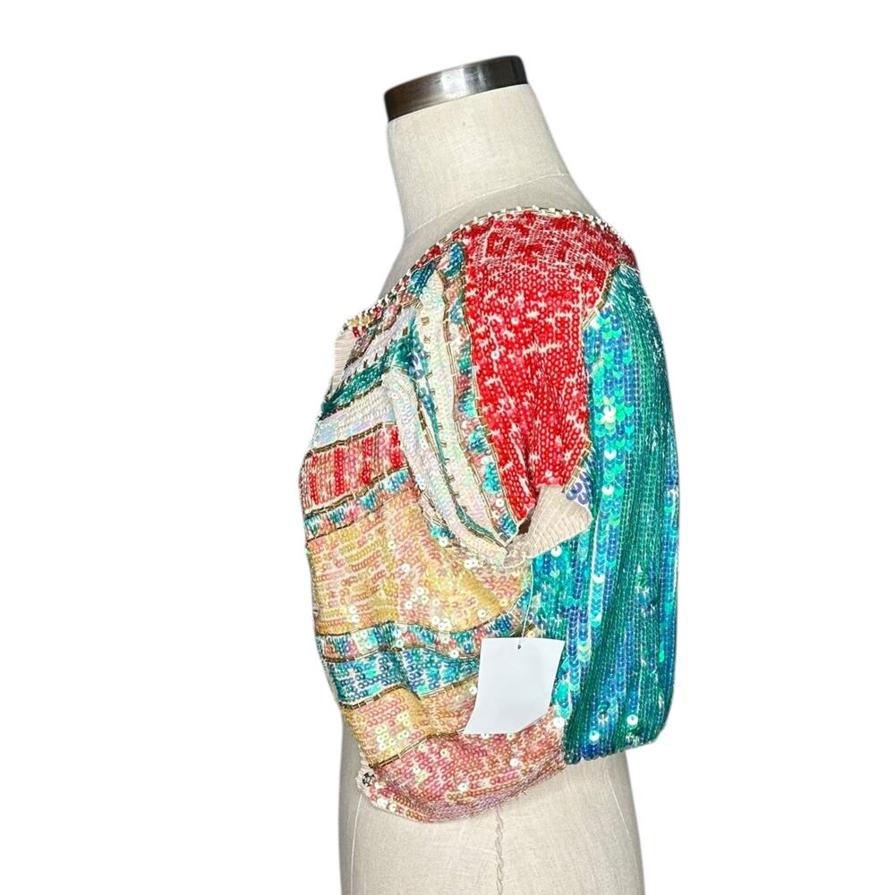 Sean Combs Sequined Multi Colorful Cropped Beaded… - image 3